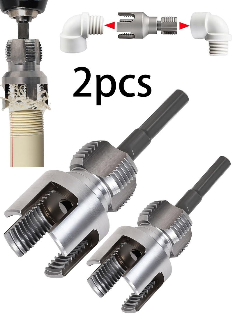 Integrated Internal & External Pipe Threading Tool, Pvc Threading Tool Kit, Electric Drill Compatible Pvc Pipe Threader Kit With Various Die Sizes, Pipes Threader Plumbing Tools (1/2" + 3/4") - Image 1